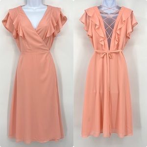 ASOS New Look Pink Wrap Criss Cross Back Dress 6